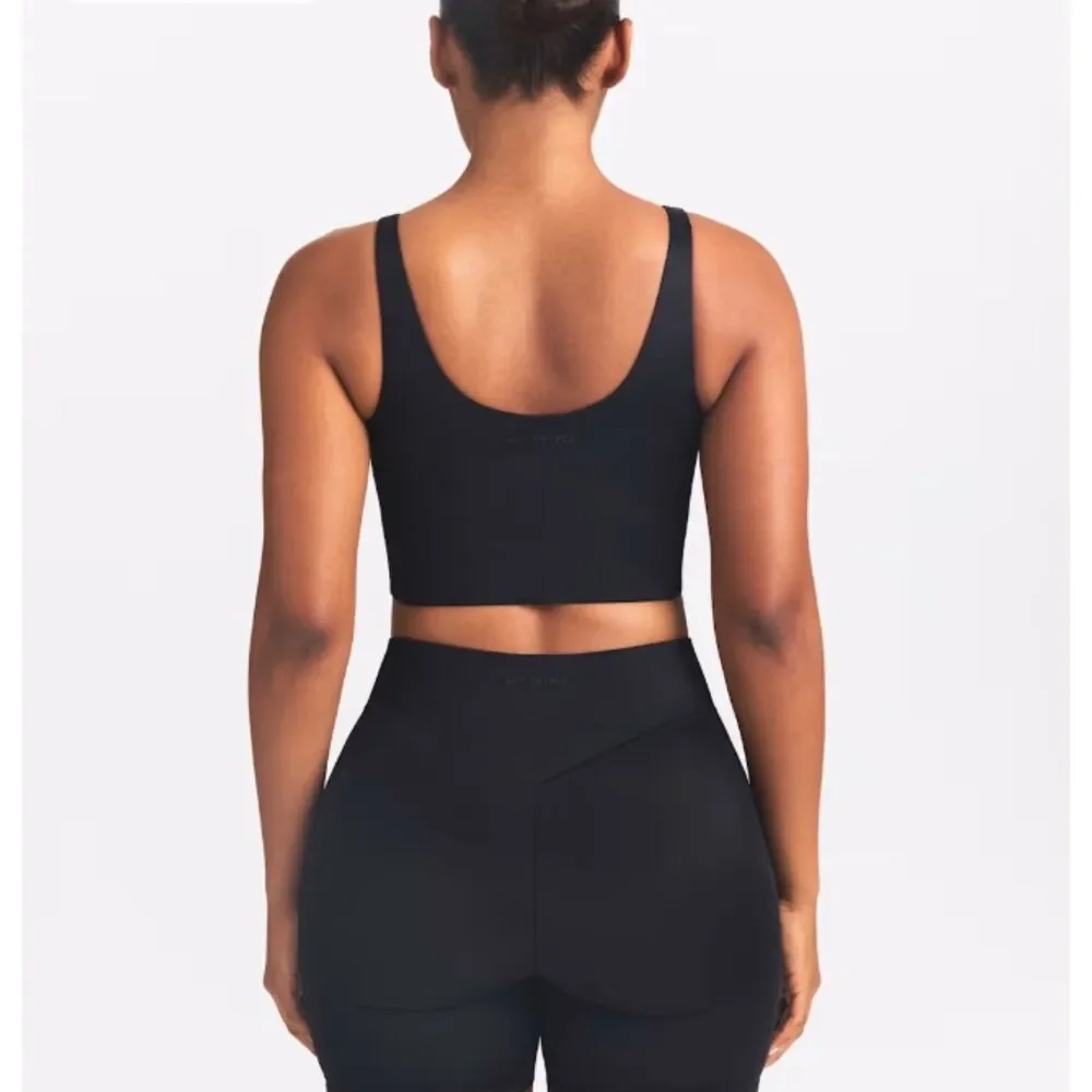 NEW NikeSKIMS Shine Scoop Neck Longline Bra Obsidian Black Small Nike SKIMS NWT